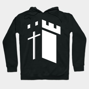 The cross of Jesus Christ against the backdrop of the fortress Hoodie